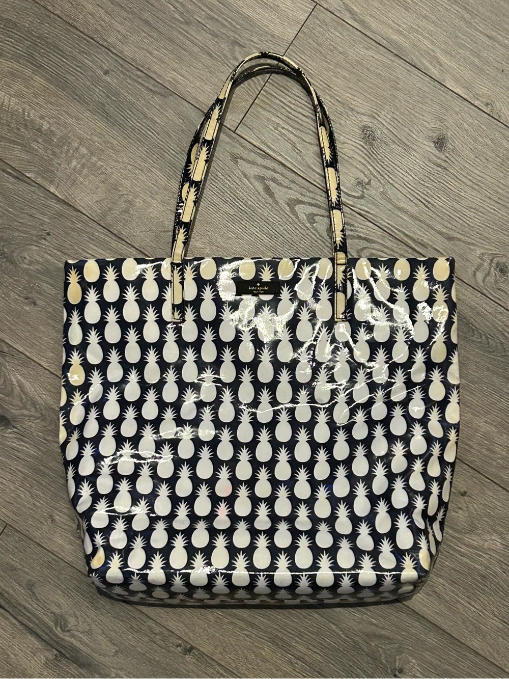 kate spade Navy and White Pineapple Print Tote